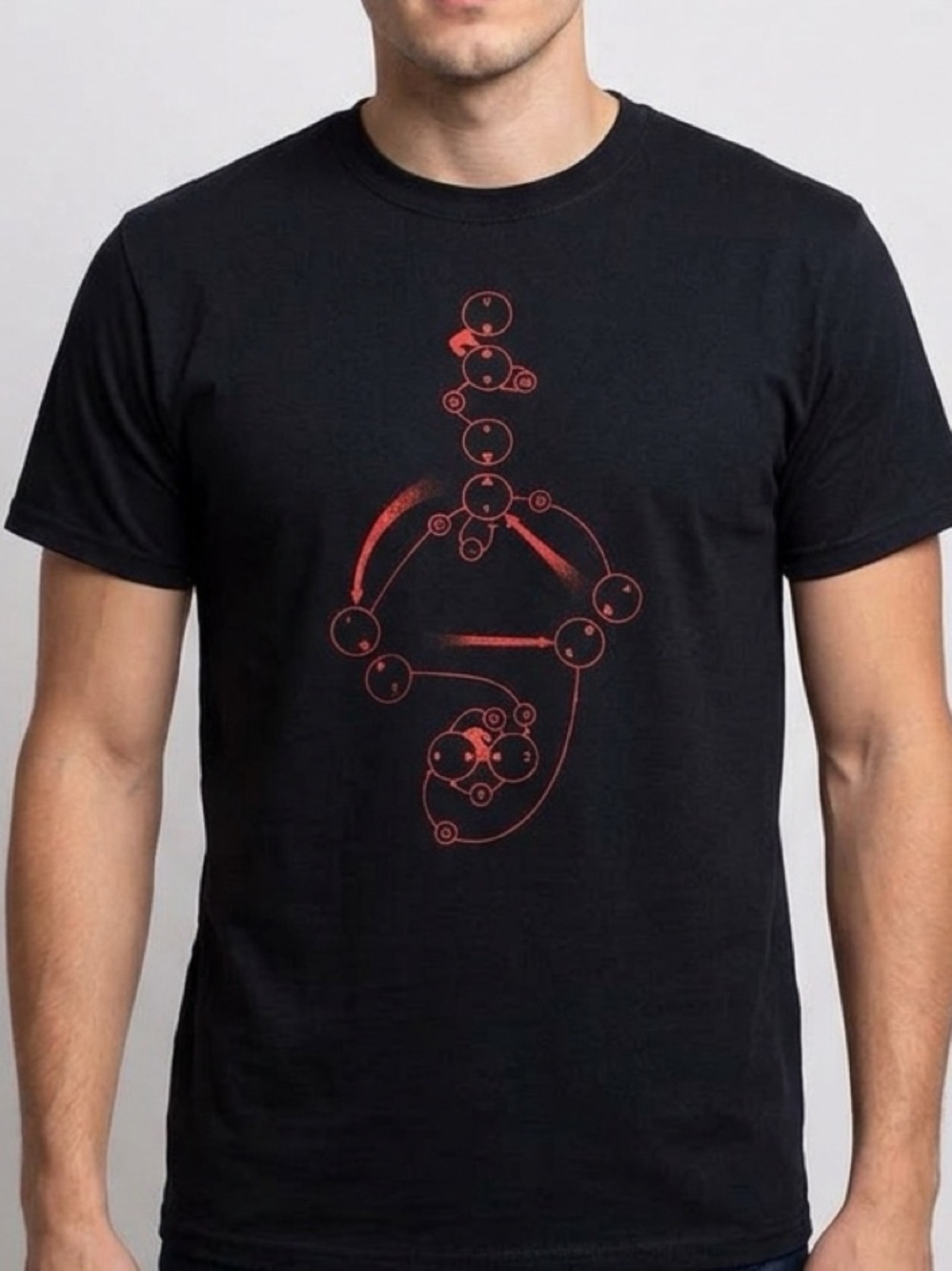 𝙲𝙲𝚁𝚄 Black (red 𝚗𝚞𝚖𝚘𝚐𝚛𝚊𝚖) 100% cotton tee-shirt, Medium